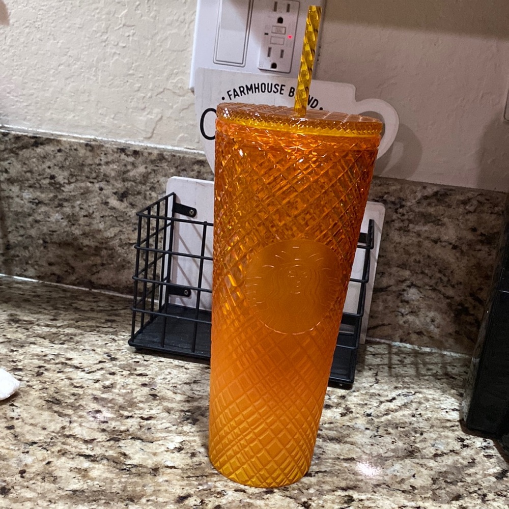 Starbucks Summer 2022 Orange /Mango Ombre Jeweled 24 oz Tumbler (Cold Cup): NEW